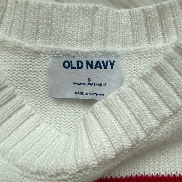 Old Navy Crewneck American Flag Sweater in Magnolia White 100% Cotton - Picture 3 of 7